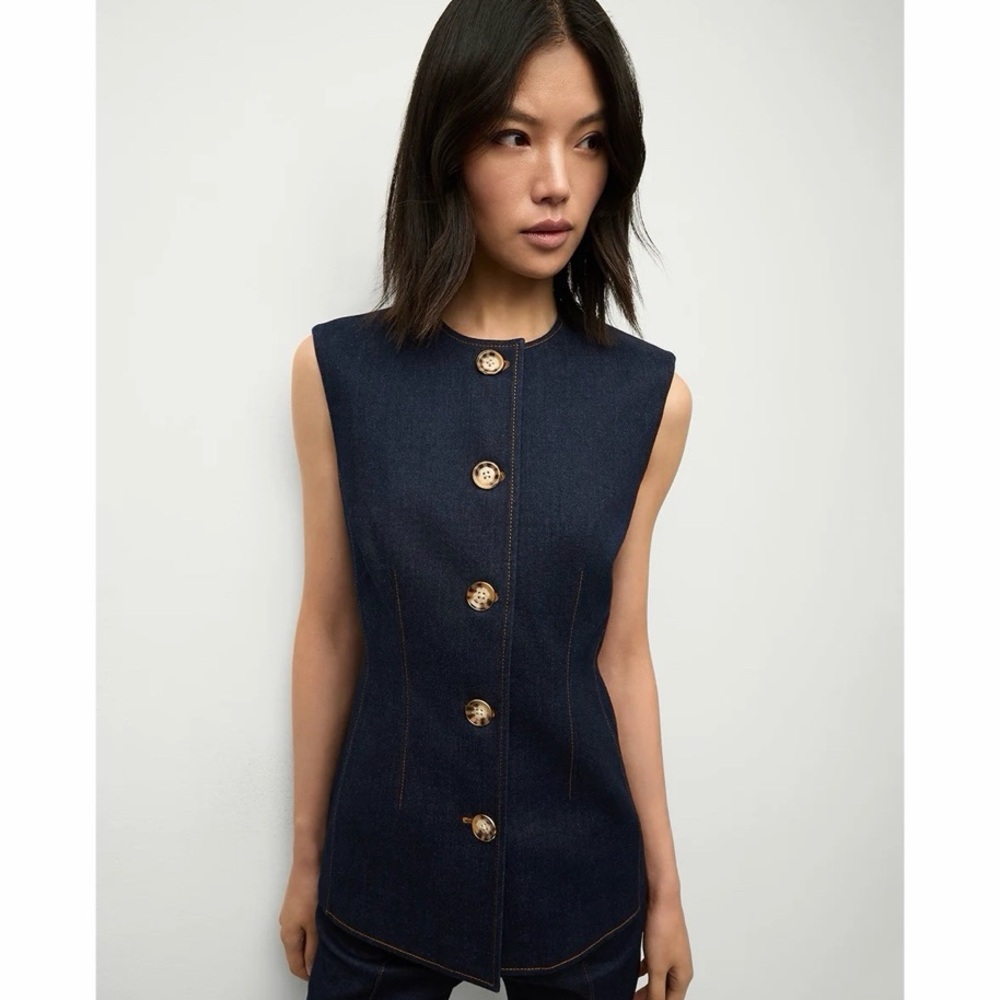 NEW Veronica Beard Jessup Denim Vest Dark Oxford